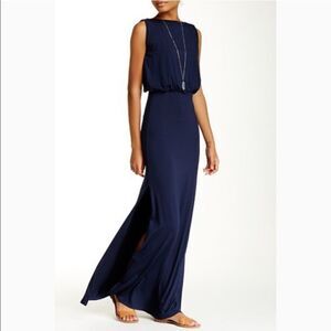 Go Couture Navy Sleeveless Maxi Dress Side Slit